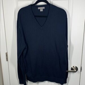 Daniel Cremieux Signature Collection Pima Cotton Navy v-neck sweater size large